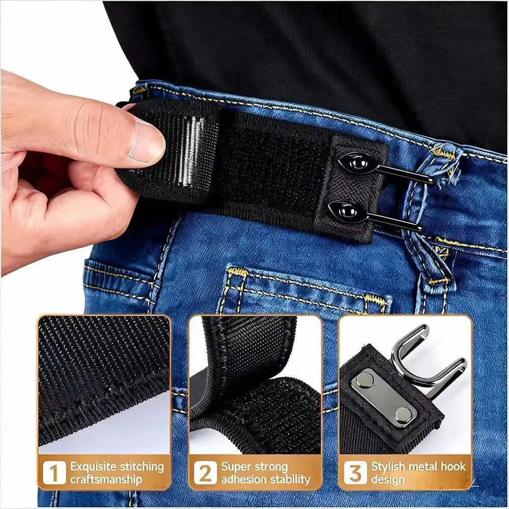 Enhanced Elastic Hook Belt - Adjustable Metal Hook for a No-Buckle, Invisible Fit - Ideal for Everyday Wear and Outdoor Activities