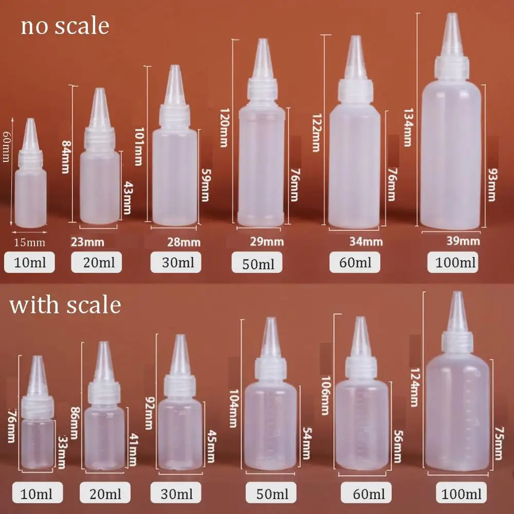 Plastic for Decorating/Condiments/Arts Pointed Mouth Kitchen Supplies Storage Container Small Sample Bottle Squeeze Bottles 6