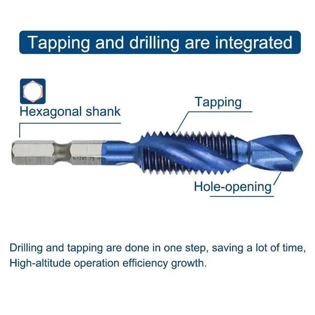 Set 7 Maschi A Percussione HSS Nitruro - M3 M4 M5 M6 M8 M10 M12 Per Metallo E Legno - Foto 5