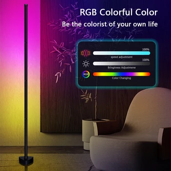 RGB LED 플로어 무드 조명, 밝기 조절, 앱 스탠딩, 스마트 조명, 실내 코너, 침실 장식