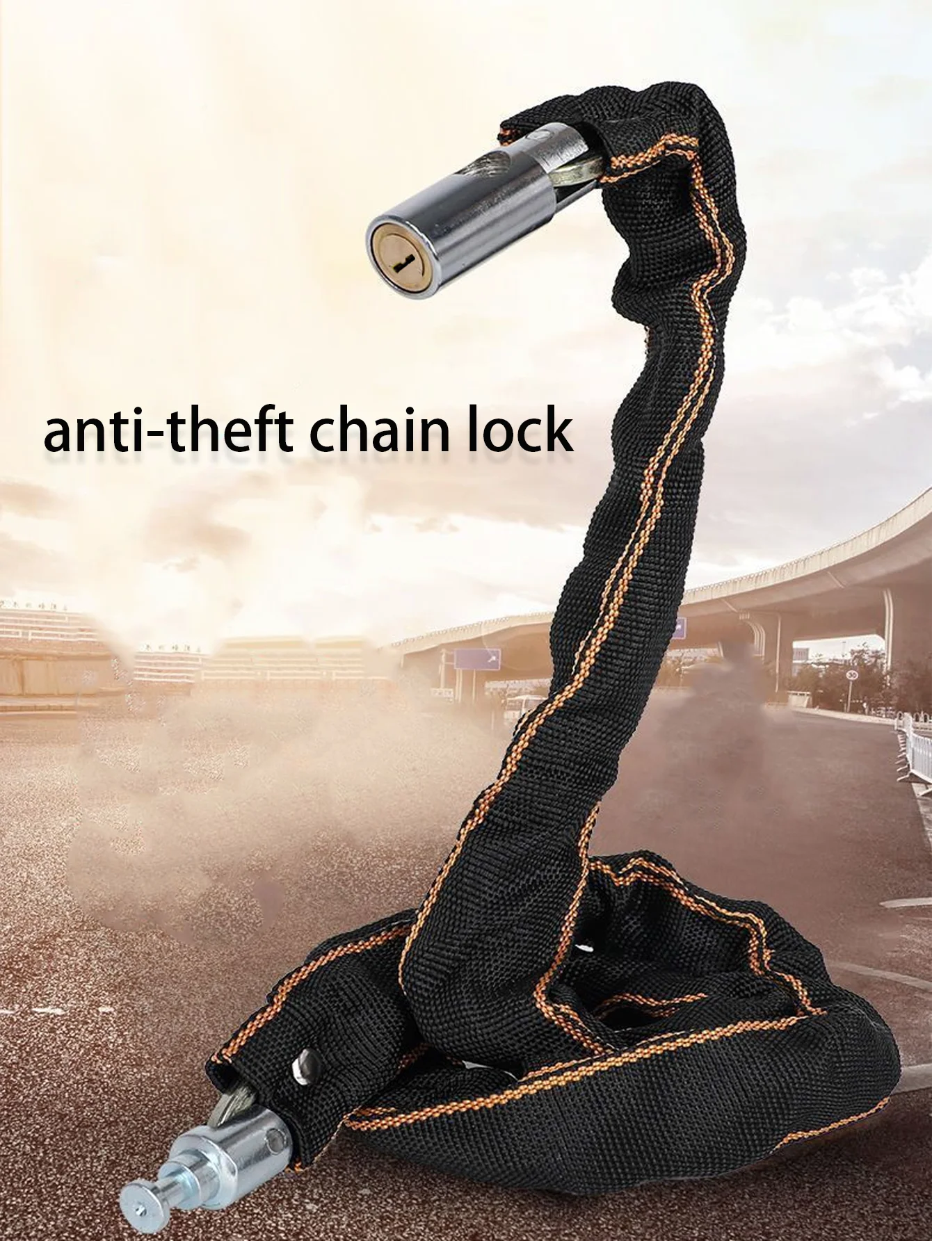 80 ซม./100 ซม./120 ซม.ล็อค Heavy Duty สแตนเลสสตีลสายถักล็อคสําหรับจักรยานกลางแจ้งความปลอดภัย (สีดํา) ล็อคโซ่ 1
