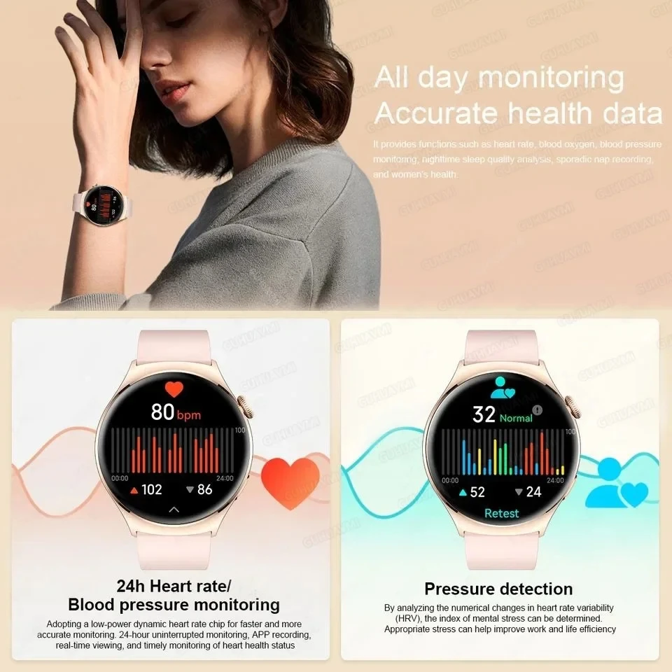 2024 NFC Smart Watch Women 466*466 Screen GPS Track Sport Watches Women Health Monitoring Voice Bluetooth Call Smartwatch Ladies 4