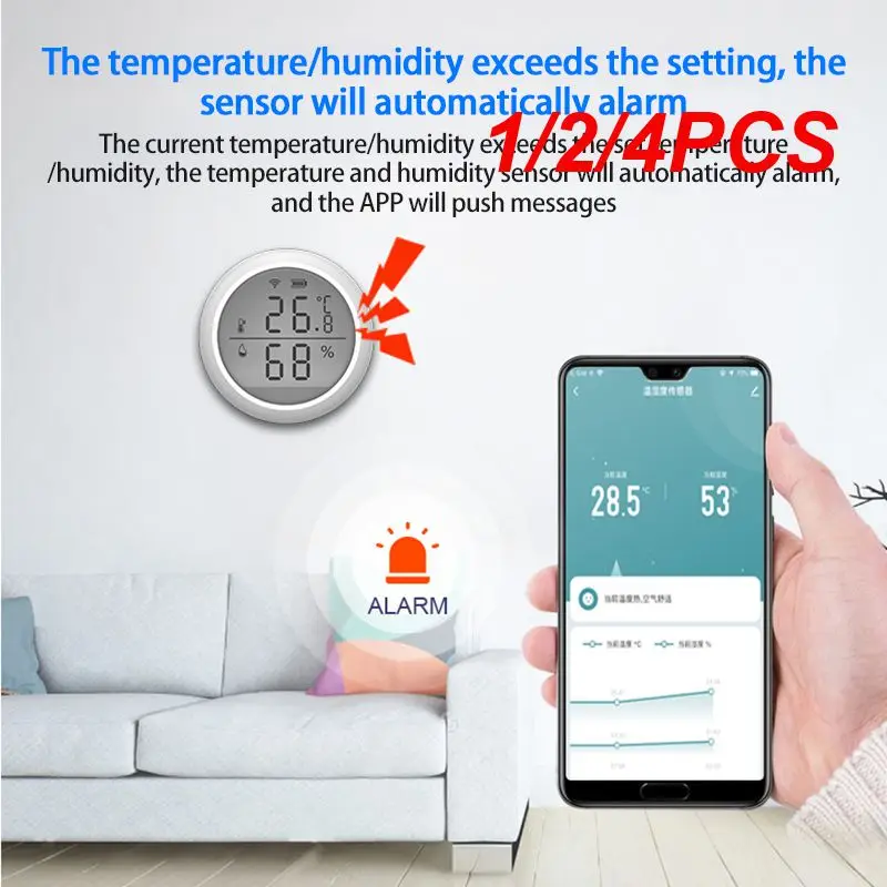 

Умный термометр Tuya, домашний датчик температуры и влажности с ЖК-дисплеем, голосовым управлением через приложение, Alexa, 1/2/4 шт.