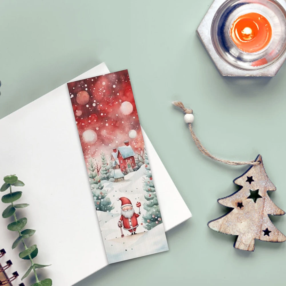11CT Stamped Double-Sided Xmas Gnome DIY Bookmarks Cross Stitch Kits 18x6cm Embroidery Bookmarks Needlework Embroidery Craft Kit