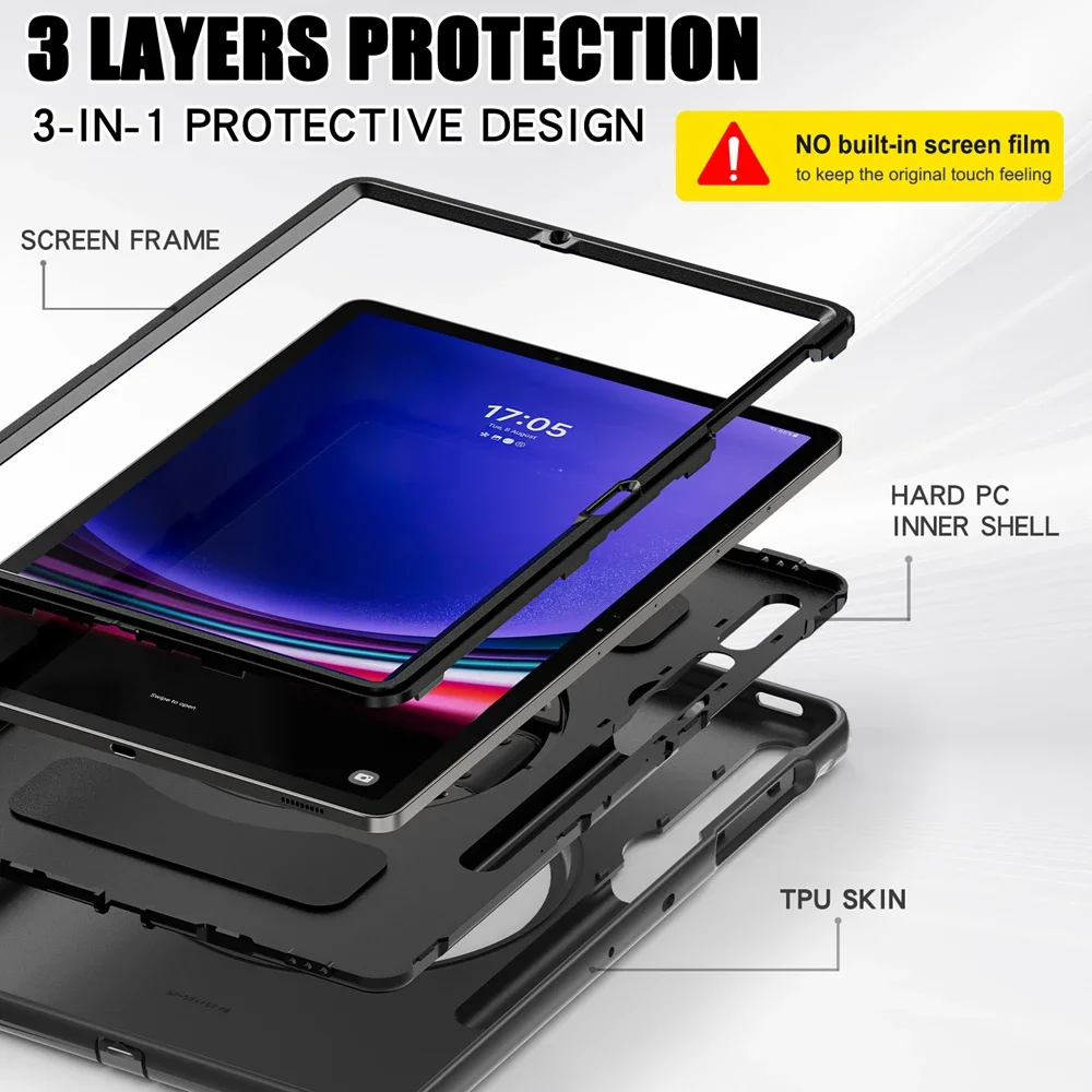 Kids Safe Shockproof Tablet Cover with Hand Strap and Stand - 12.4 inch
