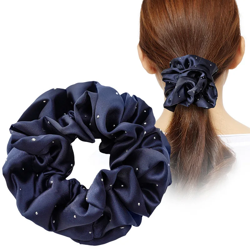 Samt-Haargummis Stoff-Haarband Gypsy Großer Scrunchie Französischer Retro-Stil Hochelastisches Satin-Haarband Elegante Haaraccessoires – Detail 1