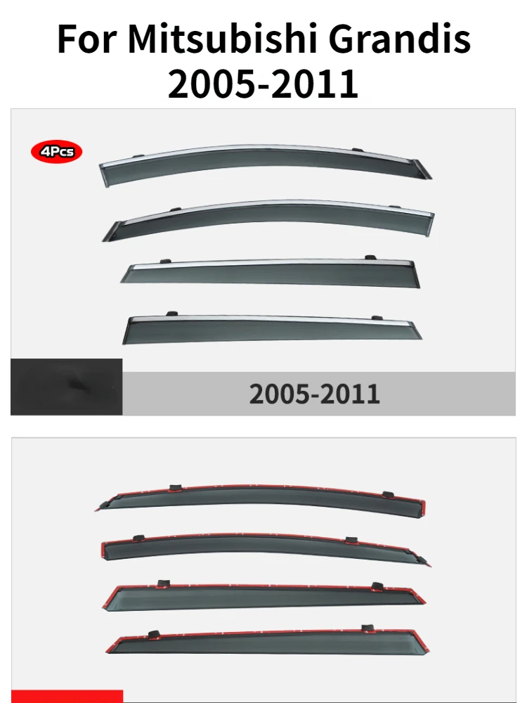 DOOR VISOR Window Visor for Mitsubishi Grandis 2005-2011 Accessories Weather Guard Door Visor Vent Shades Door Vent Shades