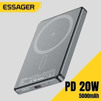 Essager Thin Wireless Power Bank Magnetic 20W 5000mAh Portable Fast Charging External Battery for Magsafe For iPhone 16 15 14 13 1