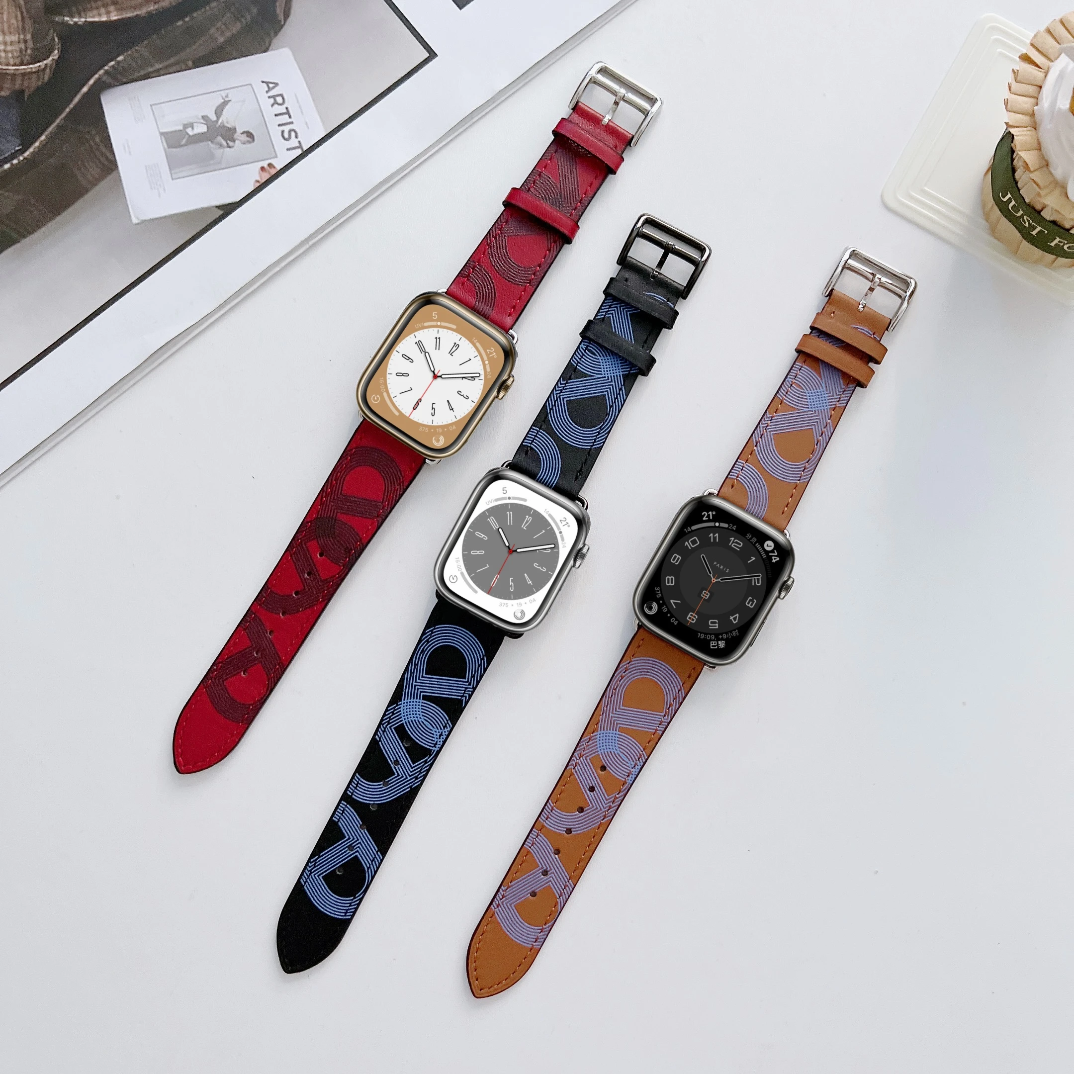 Leather strap For Apple watch band Ultra 8 7 45mm 49mm 41mm Bracelet Wristband For iWatch 6 5 4 3 SE 44mm 42mm 40mm 38mm Correa