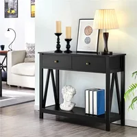 Alden Design Wooden Entryway Console Table with Storage Drawer, Black/White 6