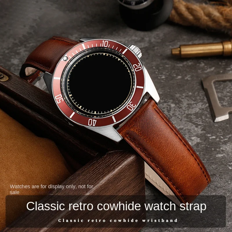 Bocca Piatta Universale Adatto Per Tempi T49963 Rolex Tudor Longines Cinturino Casio Cinturino In Pelle Bovina Vintage Accessorio Da Uomo 20 22Mm