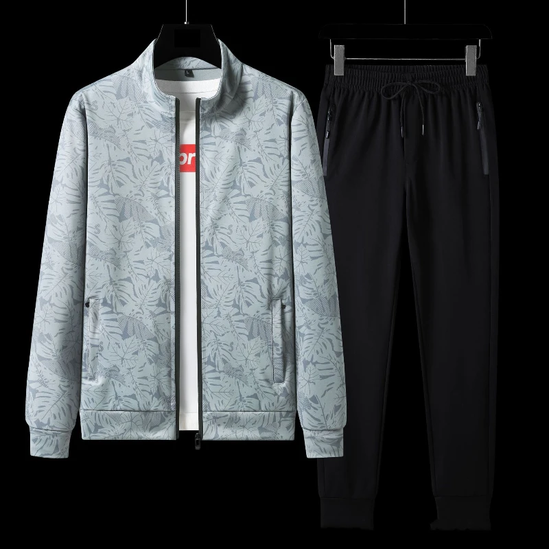 7XL Large Size Spring And Autumn Two-Piece Youth Sports Suit Men's Casual Loose Sportswear