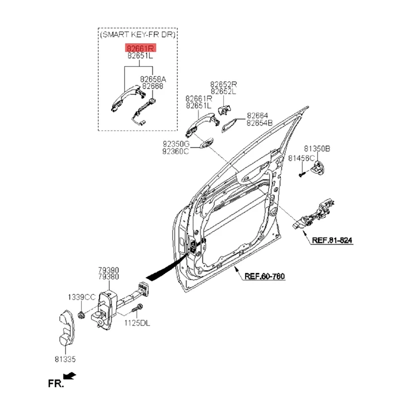 

82651-C5710 Left Front Inductive Exterior Door Handle Have Button for Kia Sorento 2015-2018 Chrome Catch Handle Assembly