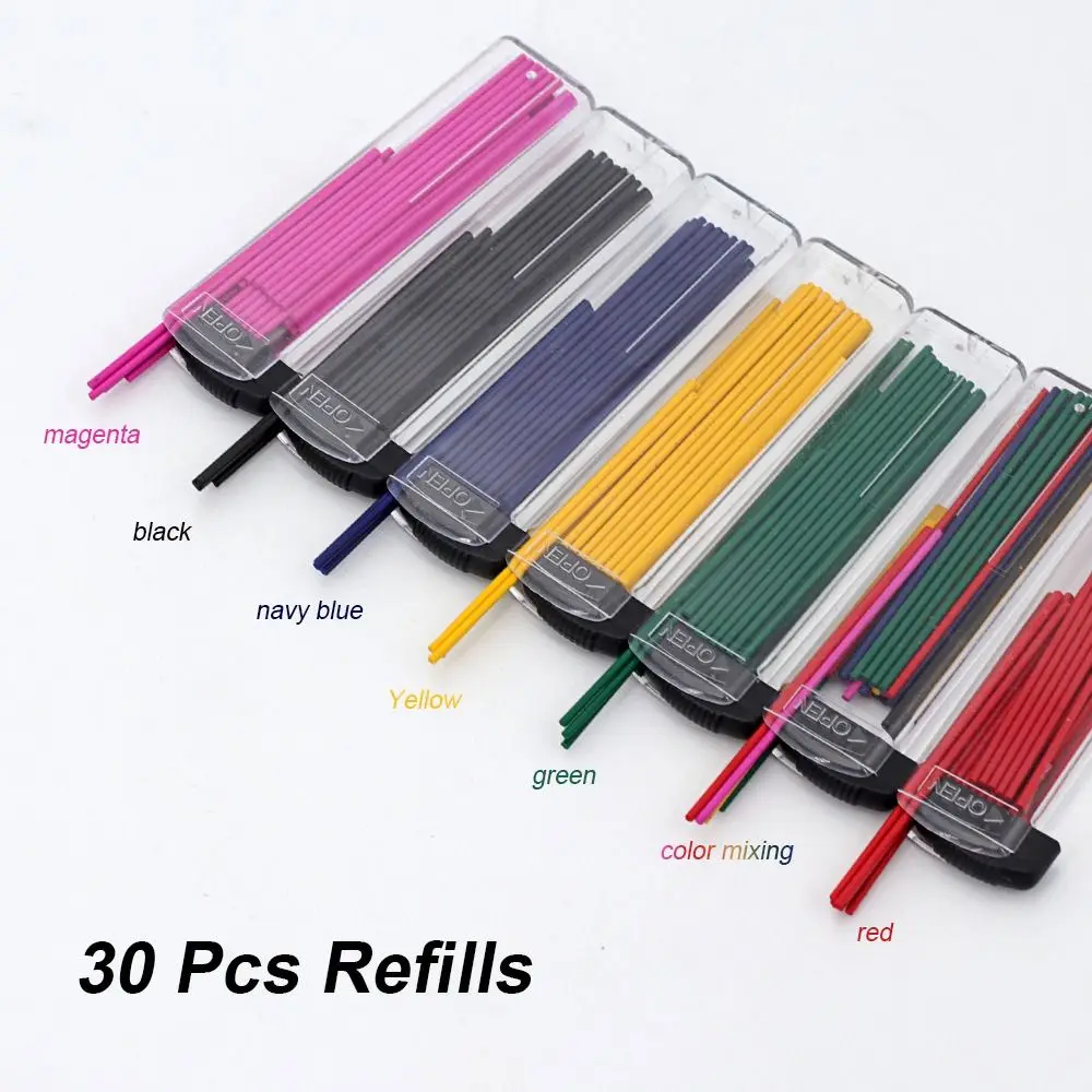 30개입/박스 1.3mm 자동 연필심 리필 컬러 교체형 샤프펜슬심 샤프펜슬 리필