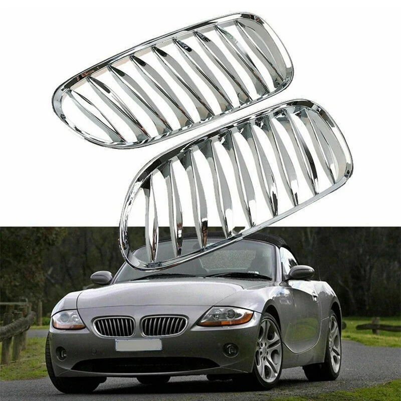 

Front Fence Grill Grille ABS Chrome for-BMW Z4 E85 E86 2003-2009 51117117757 51117117758
