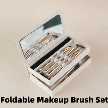 286- Set di pennelli per trucco - Pennelli per fondotinta/contorno/ombretto/contorno del naso/puntati con custodia portatile