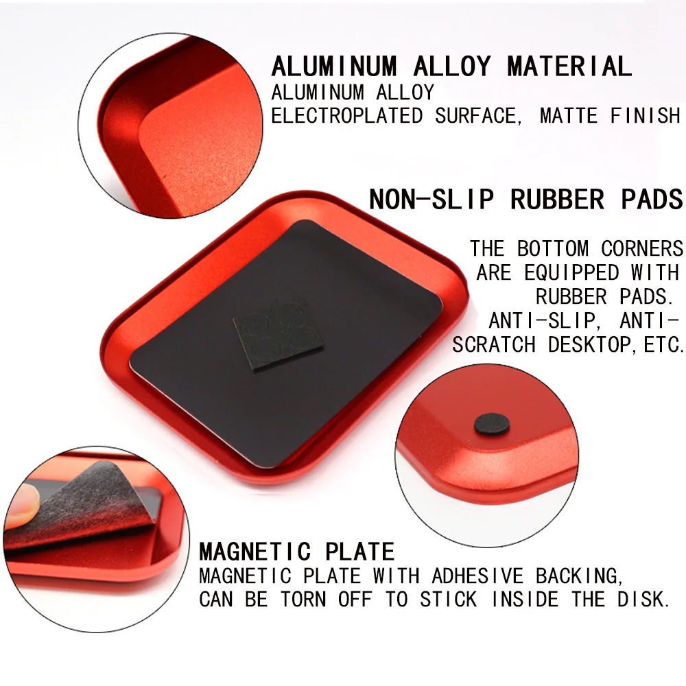 RC Screw Tray with Magnetic Pad Aluminum Magnet Screw Tray Storage Plate for RC Aircraft, Automotive, Boat Repair Tools 4