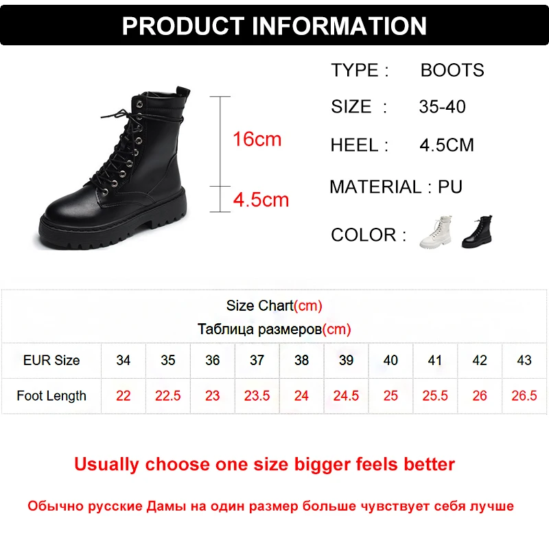 Rimocy White Black PU Leather Ankle Boots Women Autumn Winter Round Toe Lace Up Shoes Woman Fashion Motorcycle Platform Botas 6