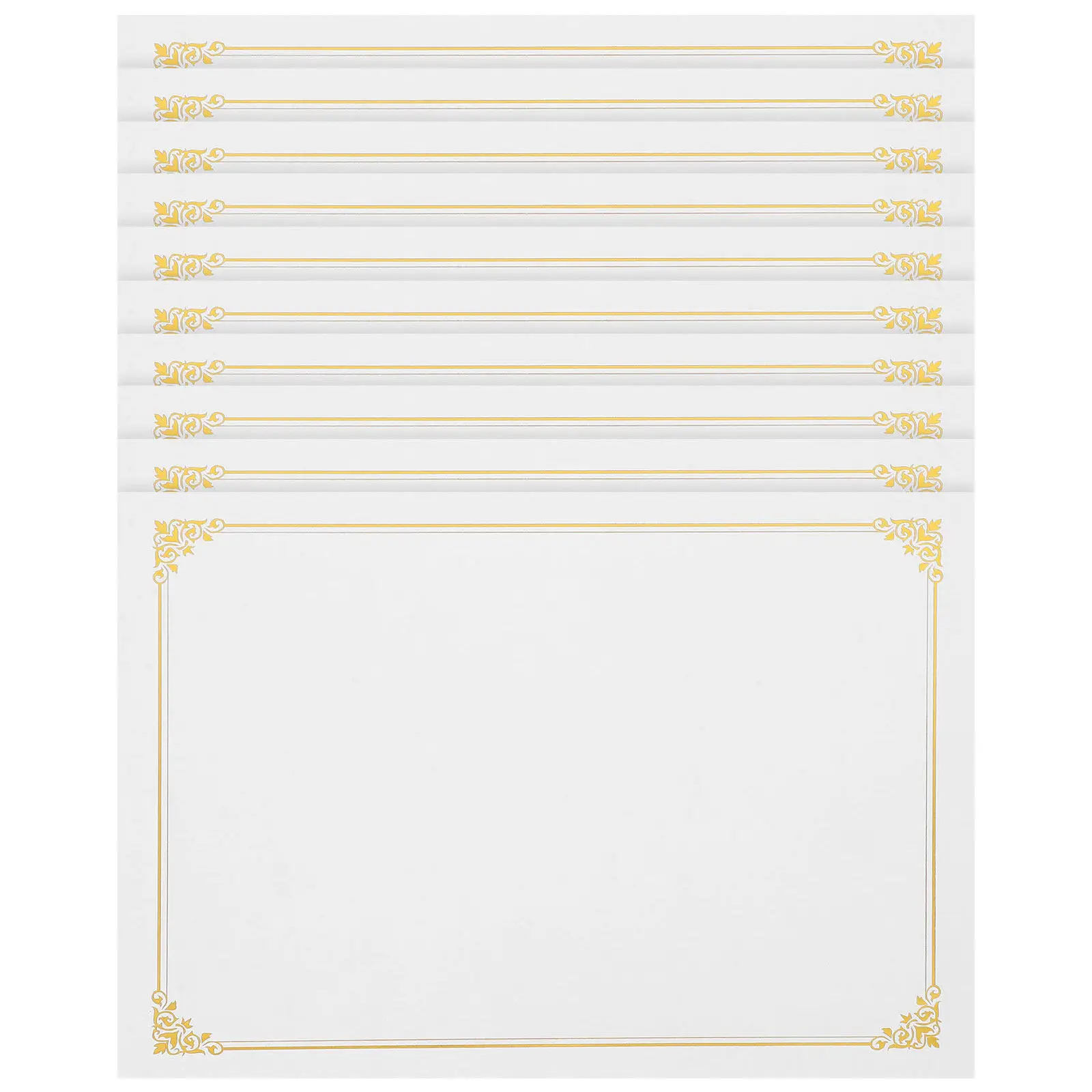 10Pcs 인증서 용지 A4 졸업 수료증용 빈 졸업장 용지 인쇄 가능 쓰기 가능 인증서 용지