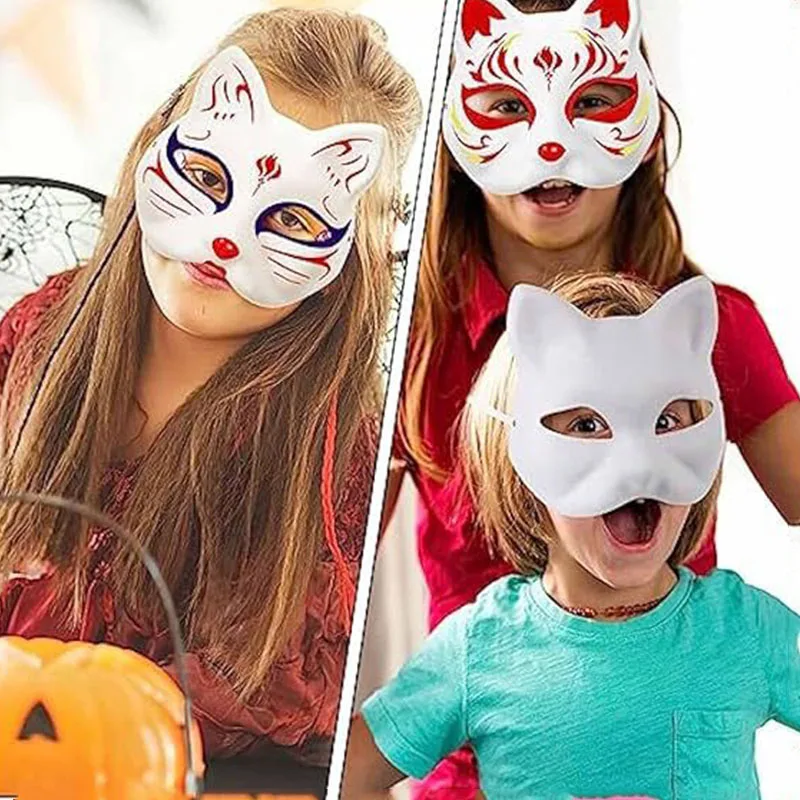 3/5PCS Paper Cat Fox Animal Masks for Crafts Room Decor