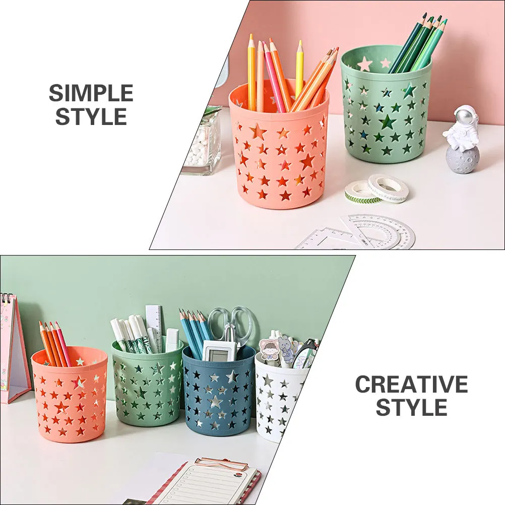 4Pcs 다기능 다섯개 별 모양의 빈 데스크탑 보관함 PP 플라스틱 펜 홀더 데스크탑 주최자 문구류