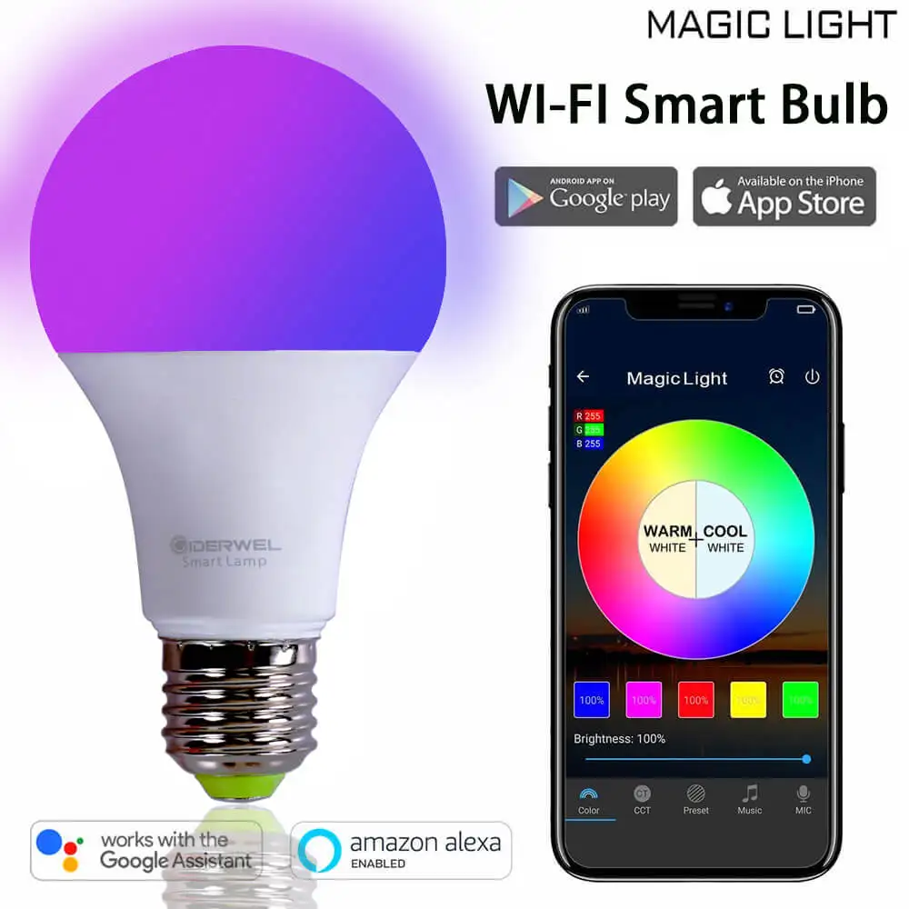 Led Bulb E27 Smart Wifi Alexa 60w Smart Lamp Alexa 60w Smart Bulb