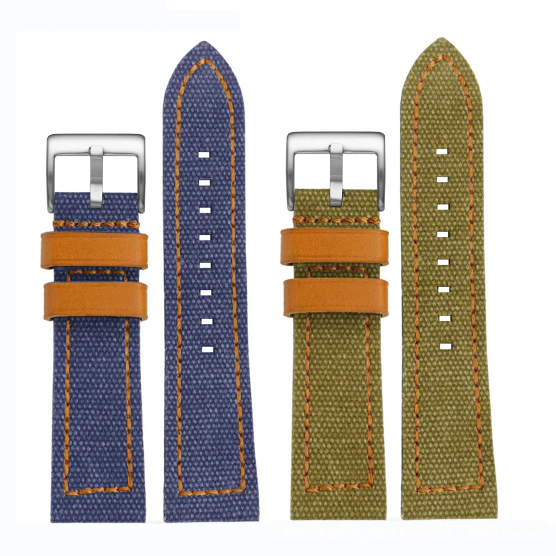 

Universal Canvas Watch Strap Suitable for Peinahai Bainian Lingdiese Men's Watch Strap with Cowhide Bottom 22 24mm