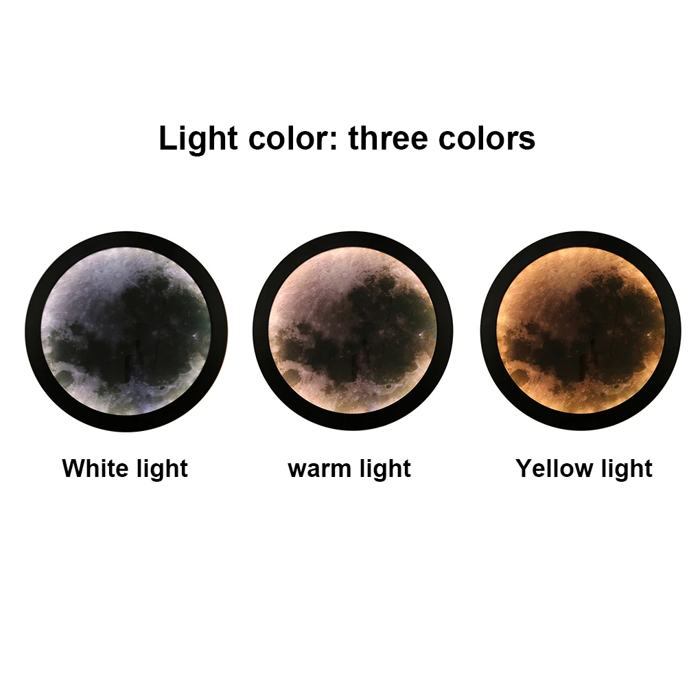 Makeup Mirror Round Cosmetic Mirror with Night Lamp Bedroom LED Night Light Makeup Supplies, Moon, 25cm 5