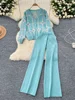 SINGREINY Basics Print Knit Two Pieces Sets Autumn Winter Single Breasted Cardigan+Wide Leg Long Pants Fashion Streetwear Suits 5