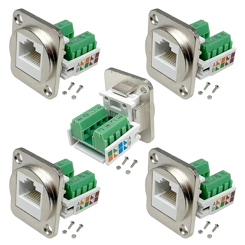 RJ45/8P8C Panel Mount Connector D-Type RJ45 Female Solderless Terminal Network Module