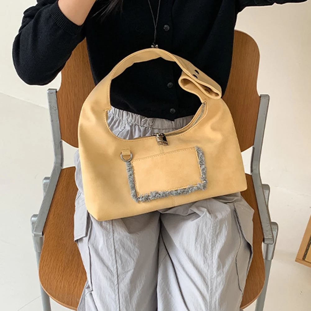 Suede Shoulder Bag for Women Chic Handbag Luxury Designer Handbags Purse Female Clutch Y2K Girls Top Handle Ladies Commuter Bag