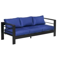 Outsunny Patio Furniture with Cushions, Aluminum Outdoor Sofa, Navy Blue 1