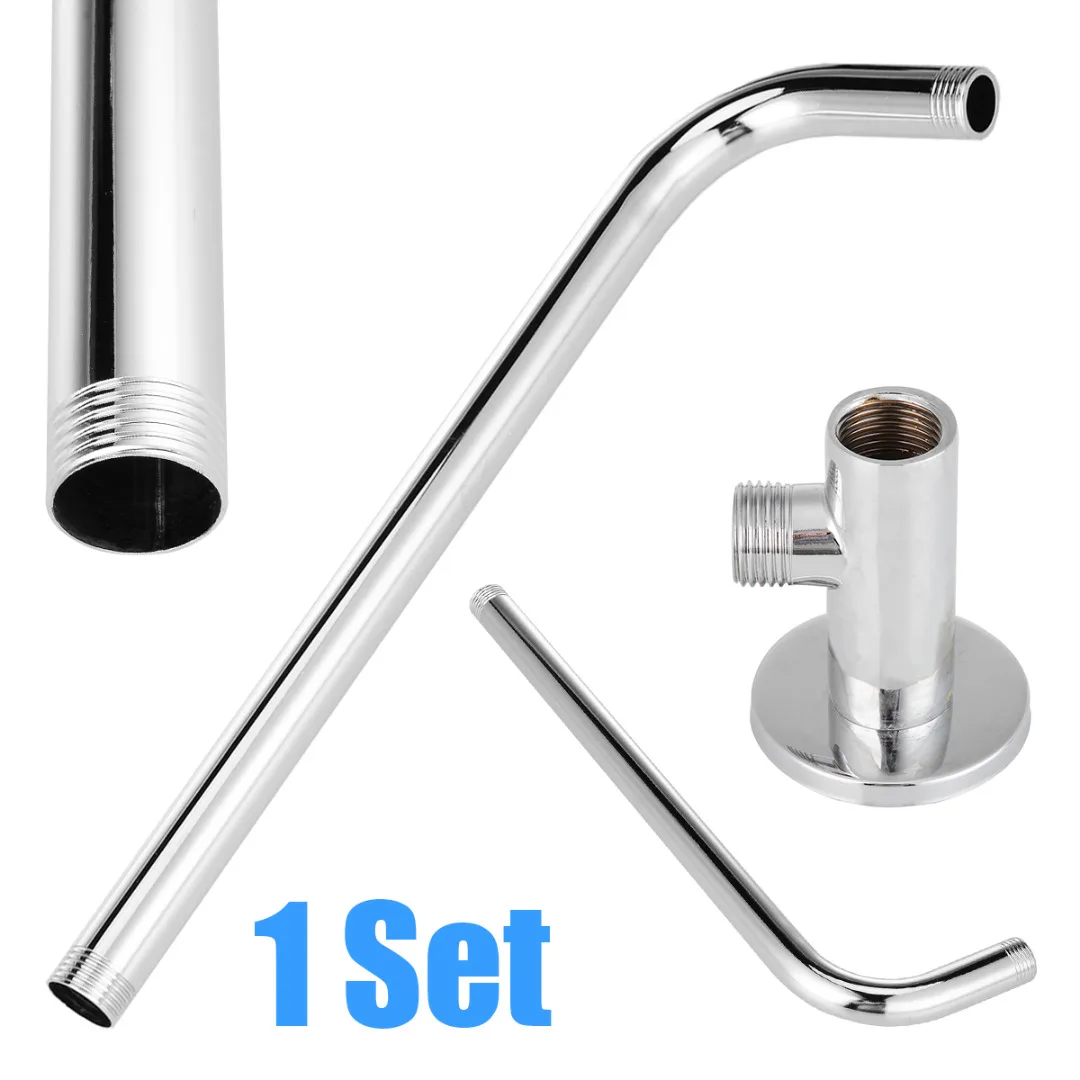 

Chromed Plated Shower Head Extension Arm Kit Silver Wall Mounted Shower Arm Mount Base For Home Bathroom Hardware Accessory