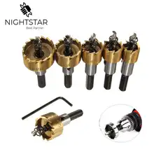  5pcs HSS Carbide Tip Drills Bit Hole Saw Set Stainless Steel Metal Alloy 16/18.5/20/25/30mm Pocket Hole Jig 
