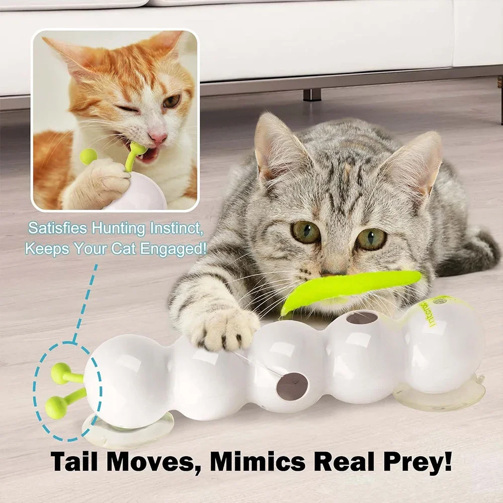 Caterpillar Interactive Cat Toy Motion Activated Teasing Cat Toy Rechargeable Automatic Cat Toy with Tail for Bored Indoor Cats