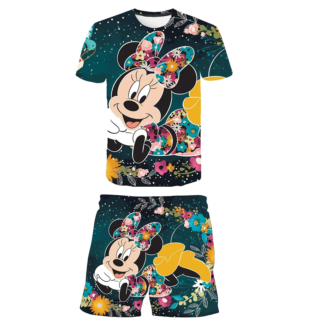 

Baby Girls Summer Clothing Set Disney Minnie Mouse Print Cute T shirt Shorts 2Pcs Set Children Fashion Match Series