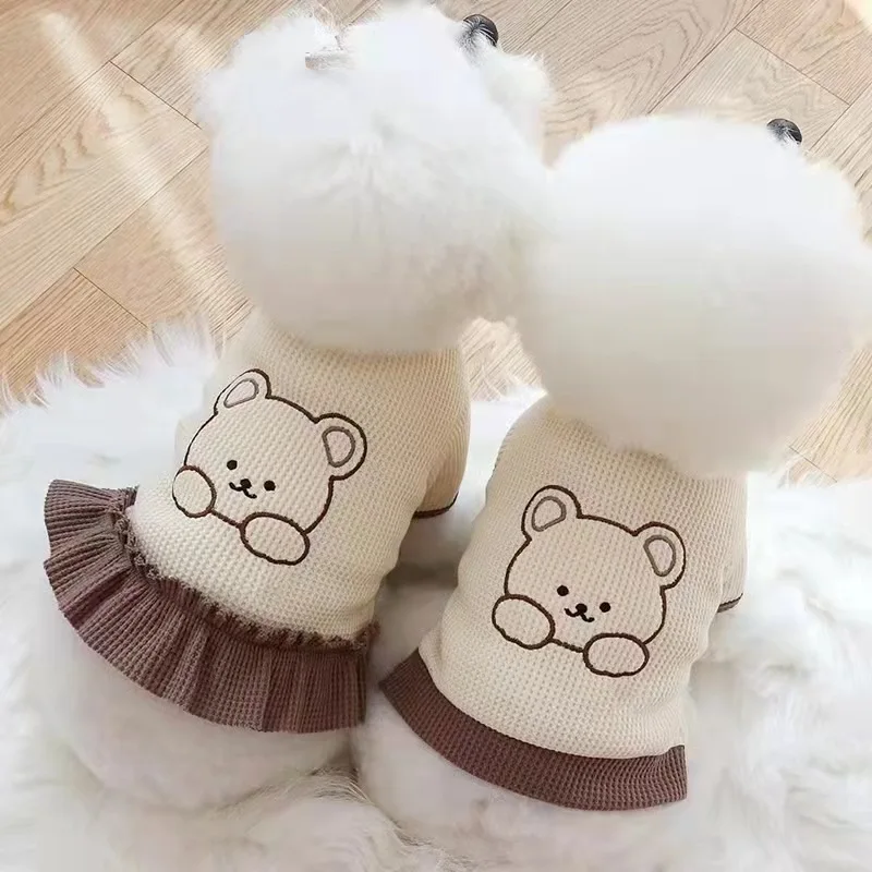 

Одежда в Корейском стиле для пары собак и кошек Юбка Футболка Мишка Тедди товары для маленьких и средних собак