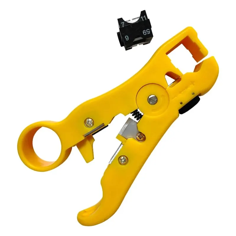 Description Picture 5 of itemMultifunctional Wire Pliers Yellow Rotary Wire Stripper Adjustable Distance STP/UTP Network Cable Coaxial Wire Stripper Tool