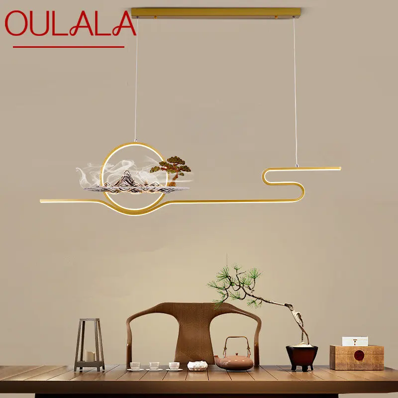 

OULALA LED 3 Colors Modern Pendant Lights Creative Chinese Style Zen Teahouse Chandelier For Home Dining Room Study