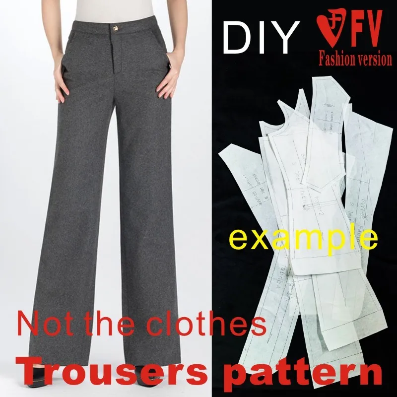 Wide leg trousers Pants sewing pattern elastic BCK-32 sewing template