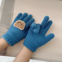 Mitaines ours de dessin animé pour bébé de 0 à 7 ans, gants chauds d'hiver pour enfants filles, gants de poupée solides tricotés pour enfants en bas âge, mitaine de dentition épaisse 3