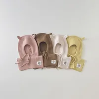 2 in 1 Kids Hat Scarf Winter Set Baby Toddler Ear Flap Beanie Neck Warmer Knitted Balaclava for Boy Girl Warm Winter Accessorie