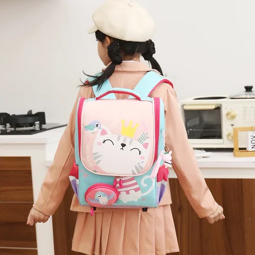 Grade1-2 만화 초등 학교 배낭, 귀여운 고양이 학교 가방, 소년 공룡 어린이 배낭 3