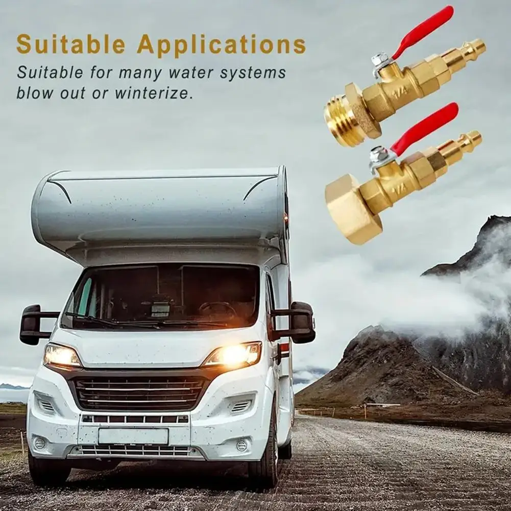 Winterize Blowout Adapter Winterizing Tool With 1/4 Brass Garden Quick Threading, Plug And Quick Hose Fit 3/4 Connect N6O8