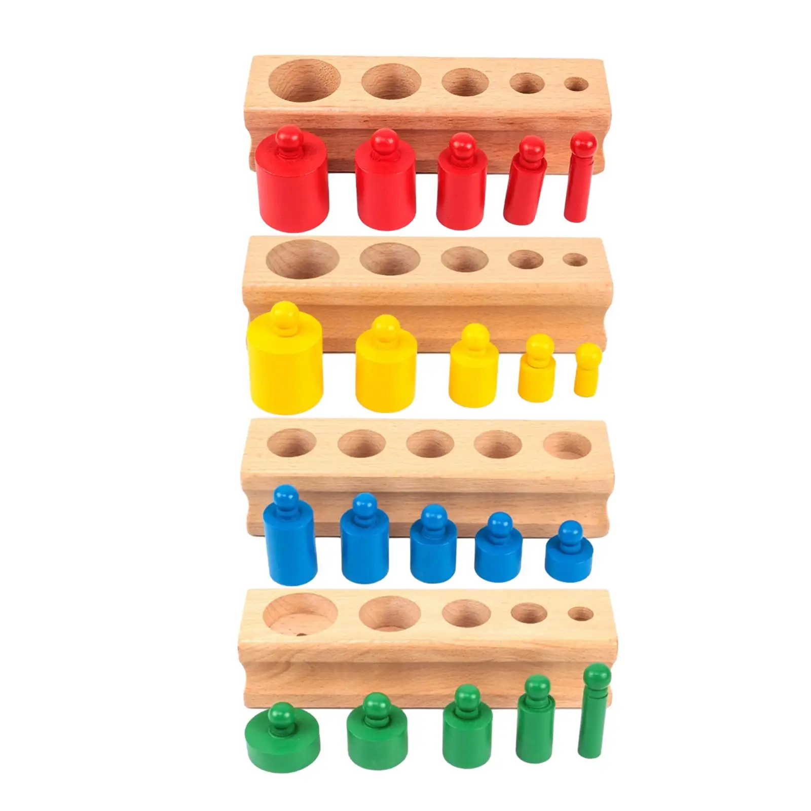 

4 Pieces Montessori Toy Early Development Knobbed Cylinders Blocks Socket Sensory Toys for Preschool Toys School Toddlers Kids