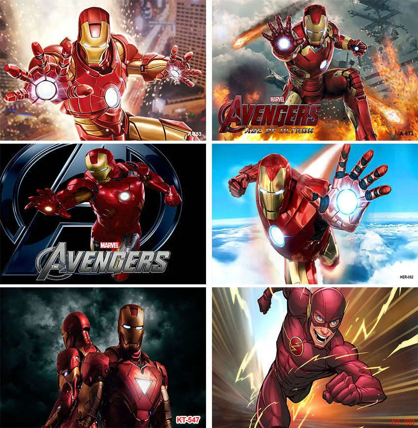 City Superhero Sfondo Decorazioni Di Compleanno Supereroe Boom Party Ironman Superhero Fans For Kids Boys Baby Shower Background