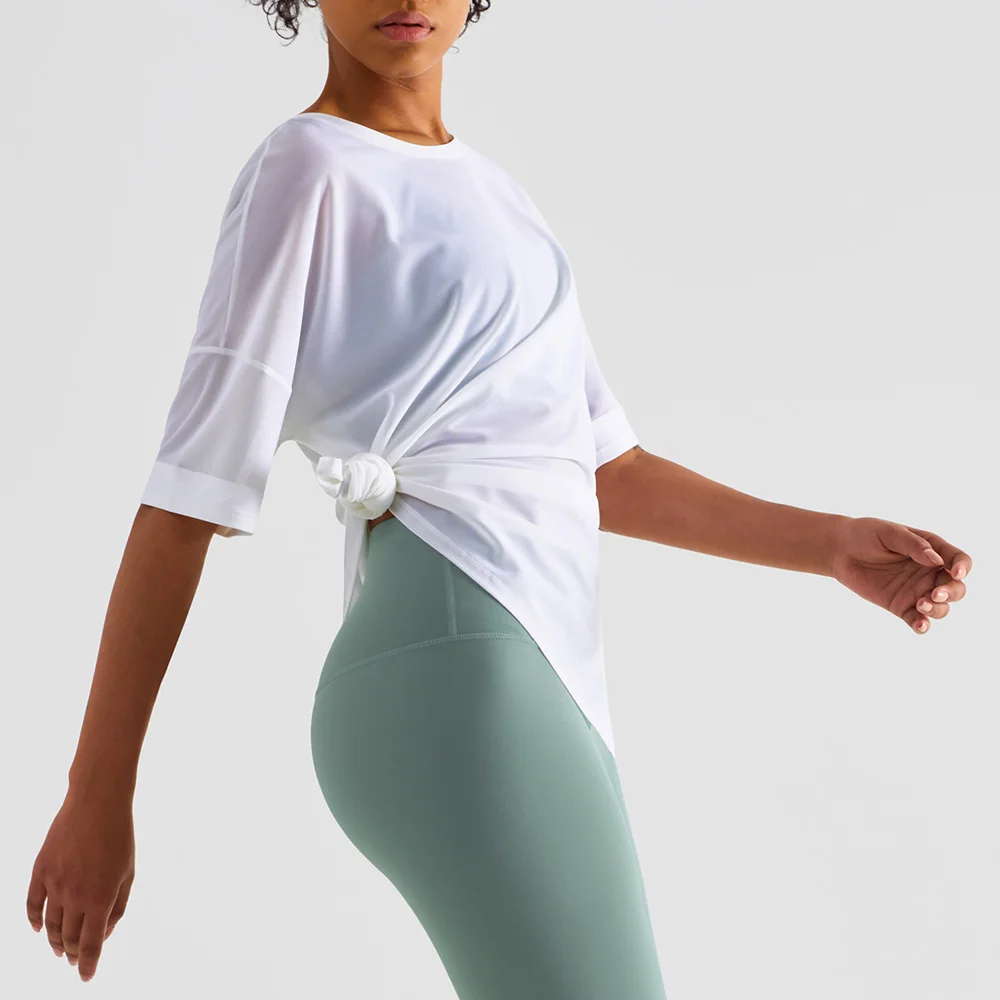 Yoga Sport Shirt Quick Drying Yoga Blouse Fitness Mesh Stitched Casual Sports Top Summer Short Sleeve Sport T-Shirt For Women