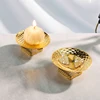 Metal Golden Square Foot Tray Fruit Plate Snack Tray Afternoon Tea Cake Plate Stainless Steel Hollow High Foot Tray Storage Tray 5