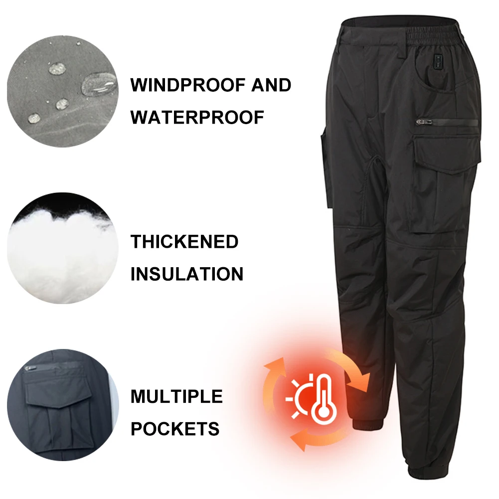 USB Heated Thermal Pants for Men Women Elastic Waist Waterproof Pants 18 Zone Heated Trousers for Skiing Fishing Motorcycle 5