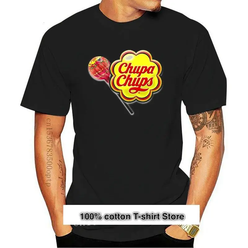 Camiseta Casual De Manga Corta Para Hombre, Camisa Con Logo Chupa Chups, Cuello Redondo, Ropa Estampada